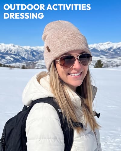 Beanie for Men Women, Winter Double Layer Warm Hat Skull Cap - color: Mixed Beige+mixed Gray+mixed Black