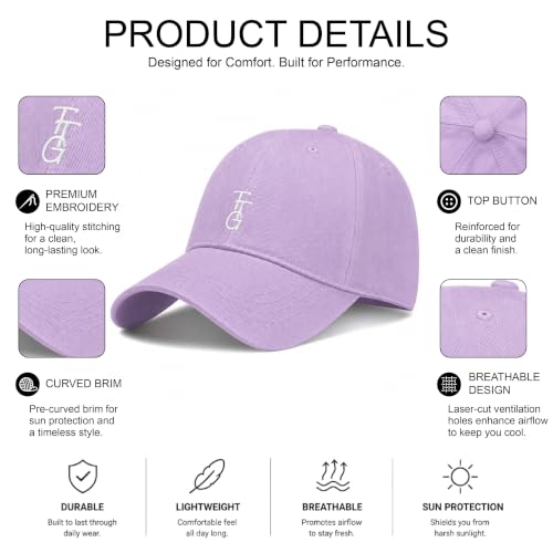 Kids Washed Cotton Baseball Cap, Unstructured Adjustable Toddler Hat for Boys & Girls - color: Lavender
