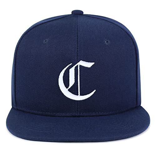 JPAK Old English Letter C Hip-Hop Snapback Hat Embroidered Baseball Cap English Alphabet - color: 08. Navy