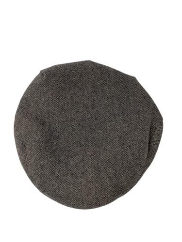 Traditional Men's Herringbone Irish Flat Cap, Tweed, Made in Ireland - color: Brown, size: X-Large