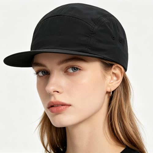 COOLSOME 5 Panels Hat Basic Daily Wear Breathable Quick Dry Cap - color: Black/M Size/56-60cm
