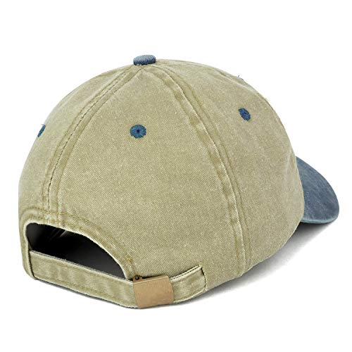 Trendy Apparel Shop Orange Patch Pigment Dyed Washed Two Tone Baseball Cap - color: Khaki Navy
