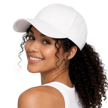 Lvaiz Womens Satin Lined Baseball Cap Washed Cotton Adjustable Dad Hat - color: White