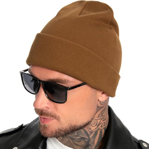 100% Cotton Beanie for Women Men Soft Knit Beanies Warm Winter Hat - color: Coffee