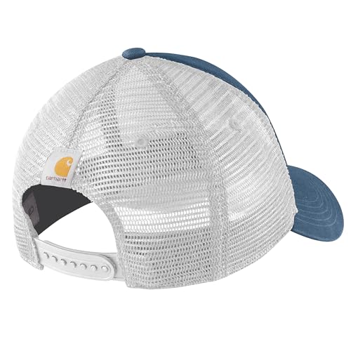 Carhartt Men's Canvas Mesh-Back Logo Graphic Cap - color: Deep Ocean