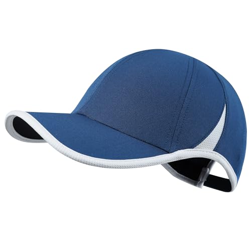 GADIEMKENSD Performance Running Hat, Stretchy Fabric with Vented Mesh for Outdoor Workouts - color: Dark Blue