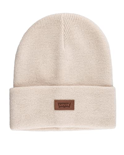 Levi's Mens All-Season Hero Beanie Soft Knit Cuffed Winter Hat, Warm & Comfortable Everyday Style - color: Cream Solid