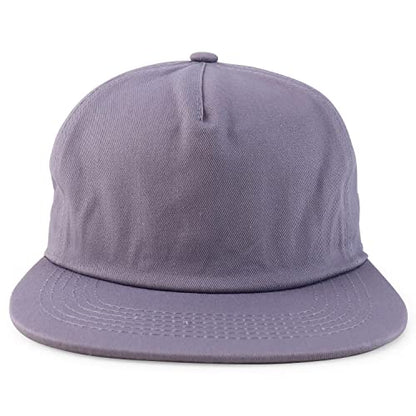 Trendy Apparel Shop Plain Unstructured 5 Panel Flat Bill Snapback Baseball Cap - color: Grey