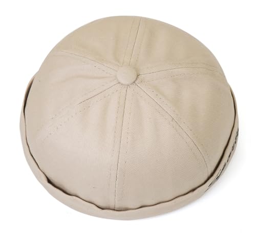 DIYDECAL Retro Brimless Skullcap Hat Docker Cap,Sailor Worker Hat Beanie Hat for Mens - color: Beige