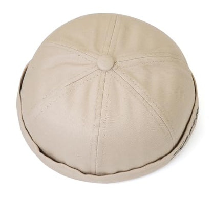 DIYDECAL Retro Brimless Skullcap Hat Docker Cap,Sailor Worker Hat Beanie Hat for Mens - color: Beige