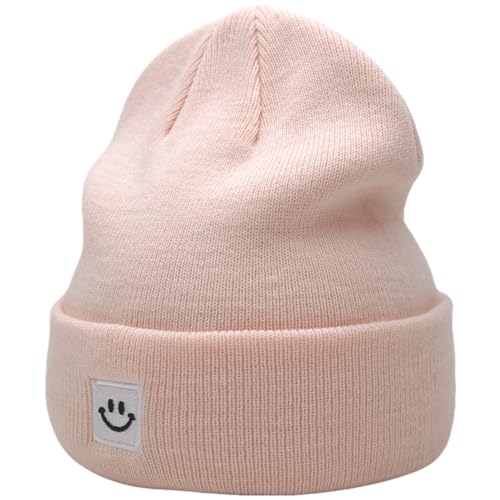 55cube Unisex Winter Beanie Hats Warm Thick Knit Cuffed Skullcaps - color: Light Peachy Pink
