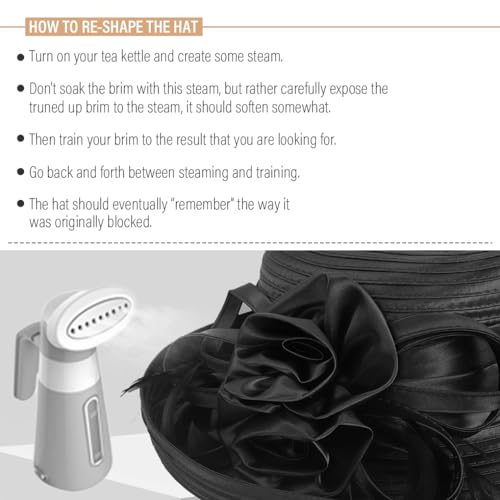 Ruphedy Women Derby Church Dress Bucket Hat Fascinators Tea Party Wedding Hat - color: Sd702-black
