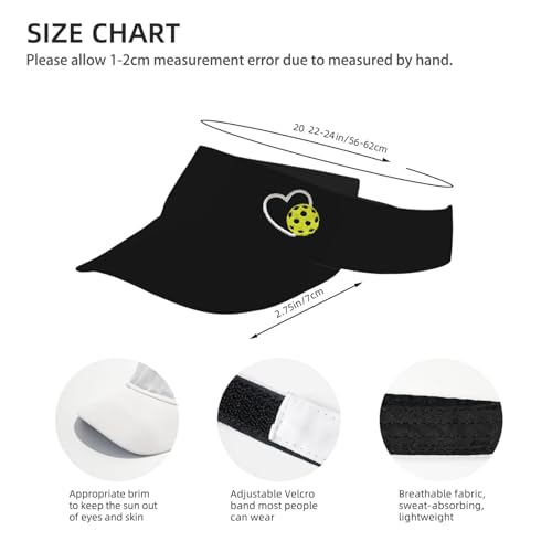 Embroidered Pickleball Visor Men Women,Gifts for Pickleball Lovers - color: Black, style: Pickleball Heart
