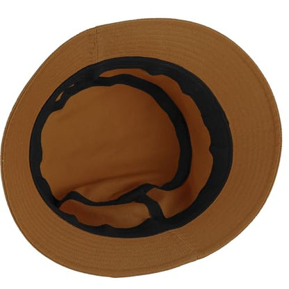 Unisex Cotton Packable Bucket Hat Sun Hat Plain Colors for Men Women - color: Light Brown