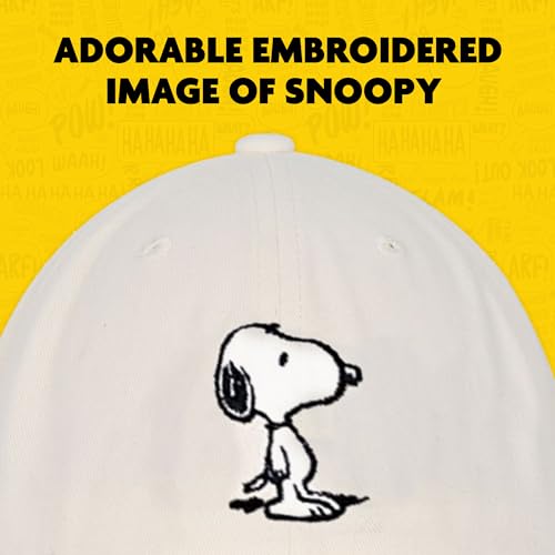 Concept One Unisex Adult Peanuts Snoopy Dad Hat, Adult Cotton Adjustable Baseball Cap with Curved Brim - color: Tan