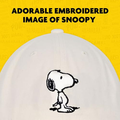 Concept One Unisex Adult Peanuts Snoopy Dad Hat, Adult Cotton Adjustable Baseball Cap with Curved Brim - color: Tan
