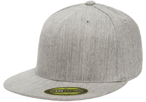 Flexfit Men's 210 Fitted Flat Bill Cap Hat Heather Grey, X-Large-XX-Large