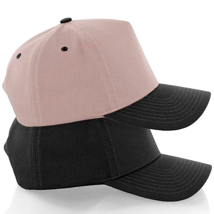 Daxton Men Original Trucker Hat Cotton Twill with Adjustable Snapback 5 Panel A-Frame Cap - color: 2 Pack - All Black, Clay Black