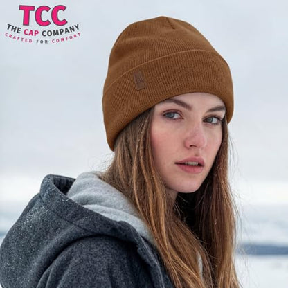Beanie for Men Women | Cuffed Thick Soft Knitted Unisex Winter Hat Beanies Skull Cap - color: A03- Brown