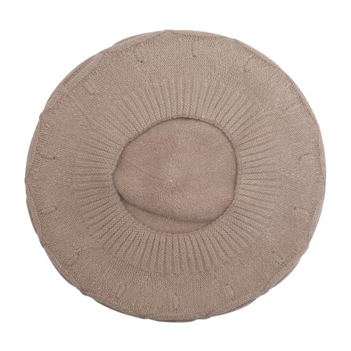 ZLYC Women French Beret Hat Reversible Solid Color Knit Warm Artist Cap - color: Cable Knit Light Coffee
