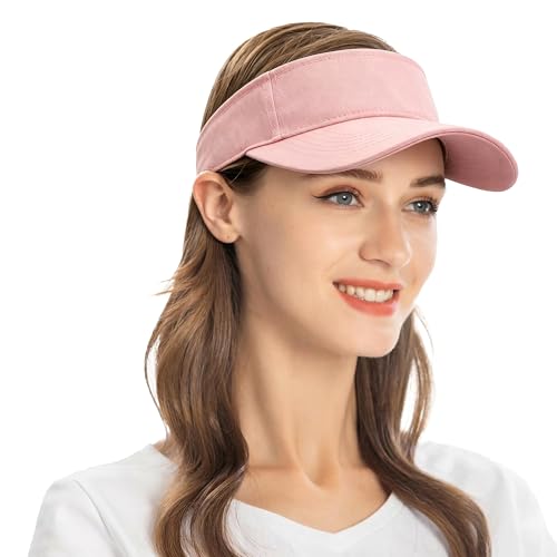 ZLYC Print Sports Sun Visors for Women Girls - color: Plain Pink