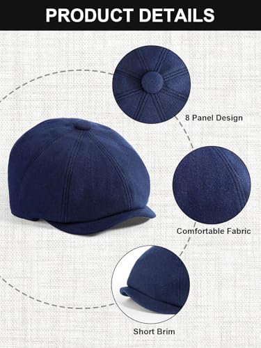 Senker Fashion 2 Pieces Newsboy Cap for Men - color: Black Blue
