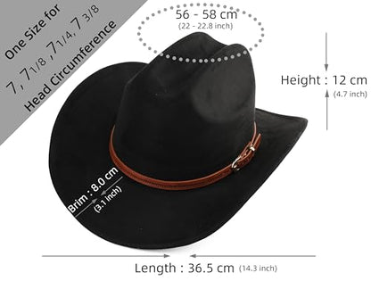 Pro Celia Cowboy Hat for Women and Men Wide Brim Western Cowgirl Hat - color: Black