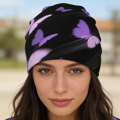 Unisex Stretch Knit Beanie Hat - color: Flying Butterfly