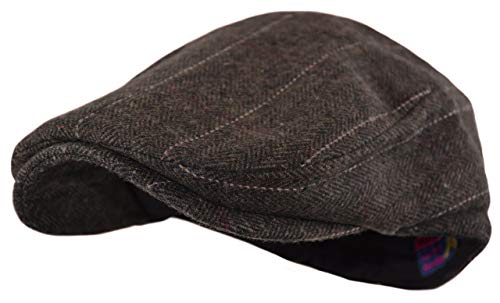 Wonderful Fashion Men's Classic Herringbone Tweed Wool Blend Newsboy Ivy Hat (Large/X-Large, Charcoal) - color: Brown Plaid, size: Large-X-Large