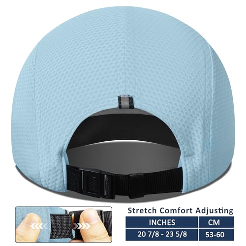 GADIEMKENSD Women's Race Day Running Cap Performance Mesh Hat - Excellent Ventilation, Lightweight, Reflective Safety - color: Light Blue