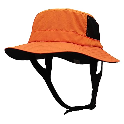 Men Bucket Hat Wide Brimmed Foldable Ladies Surf Sun Hat UPF50+ - color: Orange