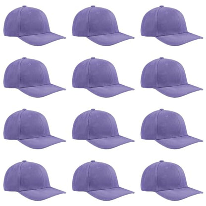 TK Flex Blank Hats, Adjustable Plain Hats, Casual Women's and Men's Hats, Baseball Caps for Patches and Embroidery, 12 Pack - color: Purple