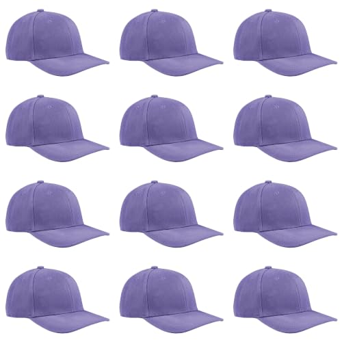 TK Flex Blank Hats, Adjustable Plain Hats, Casual Women's and Men's Hats, Baseball Caps for Patches and Embroidery, 12 Pack - color: Purple