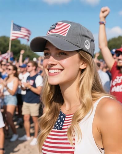 2-Pack USA Flag Hats for Men Baseball American Flag Hats for Men USA Cap USA Tactical Washed for Women - color: Grey+nany