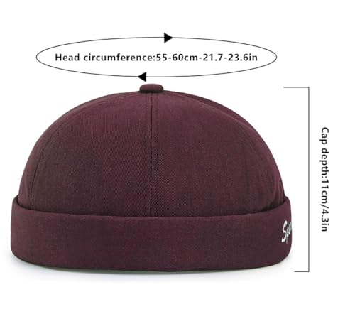 DIYDECAL Retro Brimless Skullcap Hat Docker Cap,Sailor Worker Hat Beanie Hat for Mens - color: Wine