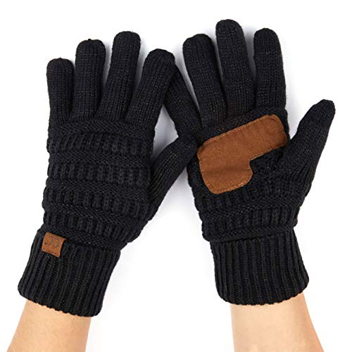 C.C Hatsandscarf Exclusives Unisex Solid Ribbed Beanie with Pom (HAT-43) - color: A Gift Set-black