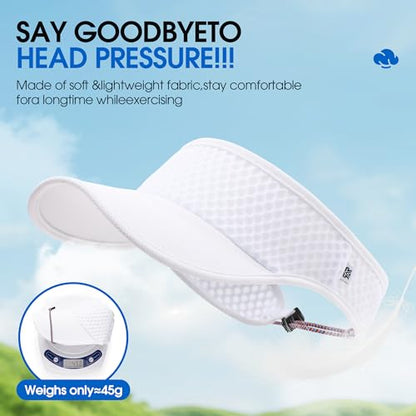 AUSFLUG Sun Visor Hat Men Women - Moisture Wicking Lightweight Sports Cap - color: White