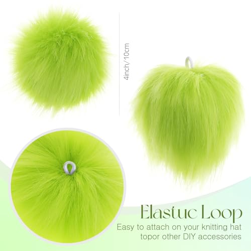 Tatuo 16 Pcs Faux Fur Pom Poms for Hats, Neon Yellow - color: Neon Yellow