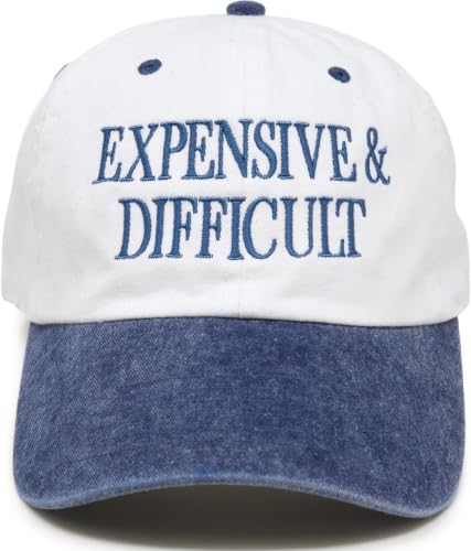 Funky Junque Vintage Two Tone Cotton Dad Hat Trucker Snapback Hat - color: Expensive & Difficult - Navy/Natural