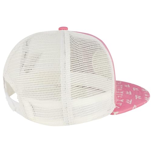 BASSDASH Flat Brim Trucker Cap Adjustable Snapback Hat Mesh Back for Men Women - color: Pink