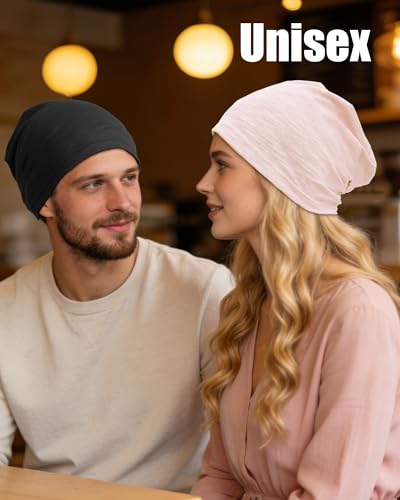 100% Cotton Thin Summer Slouchy Beanie Hat for Women Men Chemo Cap - color: 1pc Pink, size: Medium