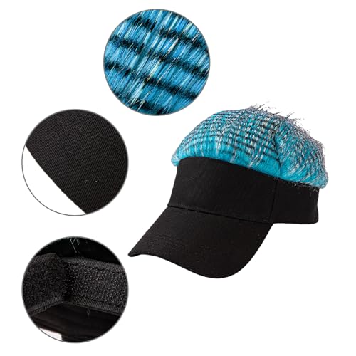 Mens Novelty Sun Visor Beach Hat Short Hair Wigs UV Protection Adjustable Golf Dad Cap Funny Hip Hop Rave Party Trucker Hat - color: Green & White