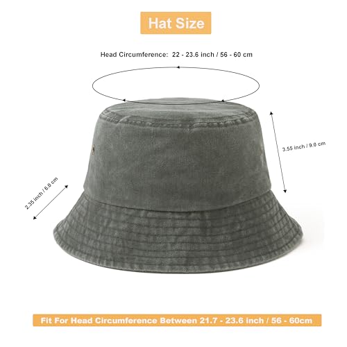 12 Pieces Vintage Washed Distressed Bucket Hat for Women Men Summer Twill Plain Bucket Cap - color: Gray