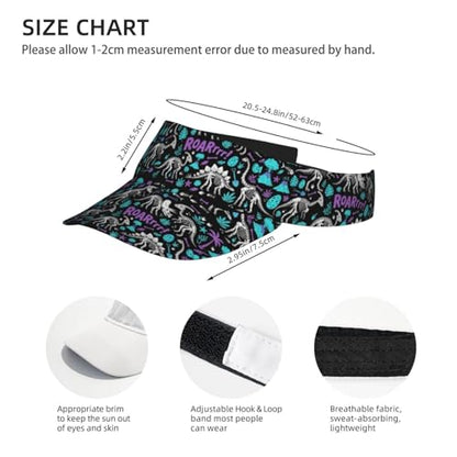 Unisex Adjustable Sports Sun Visor - color: Dinosaur