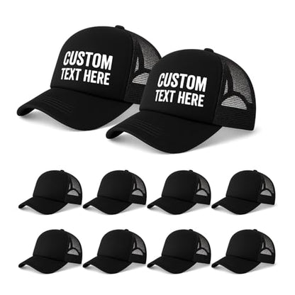 10 Pack Blank Trucker Hats Bulk, Plain Baseball Hats for DIY Heat Transfer Vinyl HTV Embroidery Team Events - color: Blcak