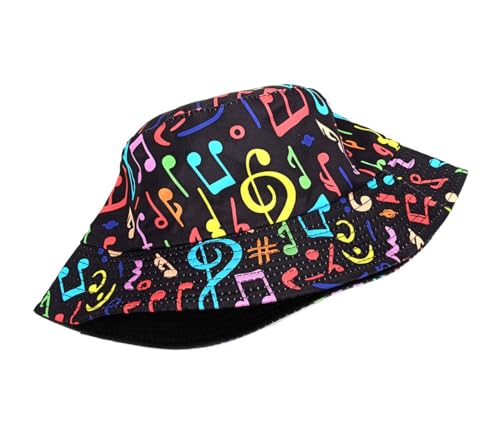 Summer Bucket hat, Love Pattern Sun hat, Packable Fisherman Outdoor Travel Hiking Beach Cap, one Size - color: Musical Notes