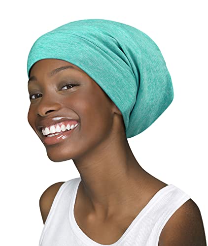 FocusCare Satin Lined Sleep Slouchy Cap Curly Girl Slap Headwear Gifts for Frizzy Hair Women - color: Dark Green
