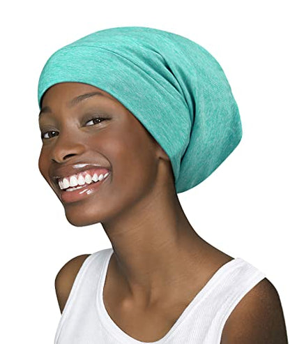 FocusCare Satin Lined Sleep Slouchy Cap Curly Girl Slap Headwear Gifts for Frizzy Hair Women - color: Dark Green