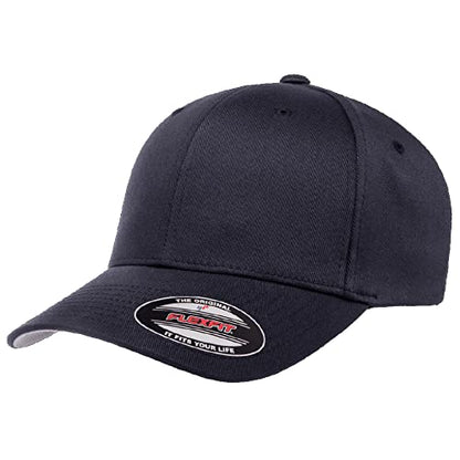 Flexfit Wooly Combed 6-Panel Structured Baseball Cap | Stretch Fitted - color: Dark Navy, size: Small-Medium