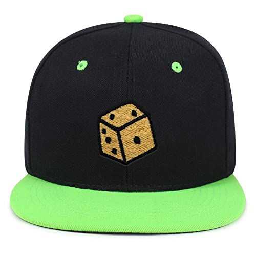 Dice Hip-Hop Snapback Hat Embroidered Baseball Cap Cute Board Game - color: 20. Black/Neon Green